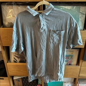 GAP Men's Washed Blue Polo Shirt